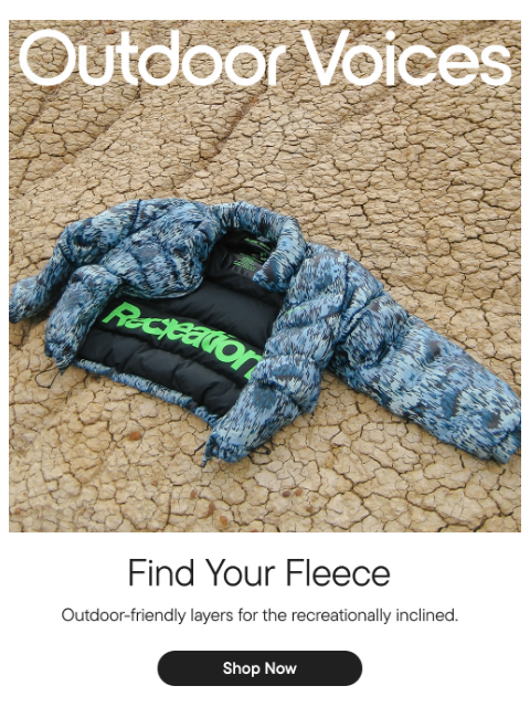 outdoorvoices newsletter: IT'S LIKE A WARM HUG