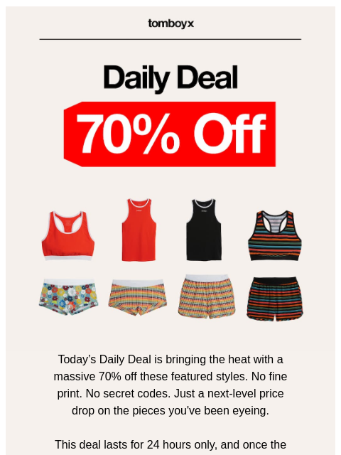 tomboyx newsletter: Daily Deal: 70% Off
