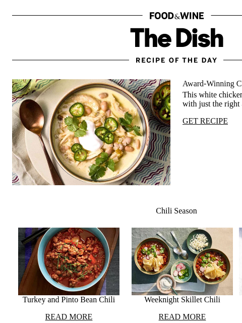 foodandwine newsletter: Award-Winning Chili