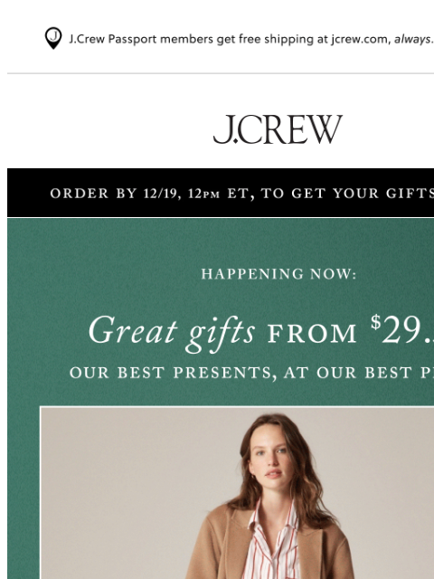 jcrew newsletter: Limited time: pj’s from $29.50