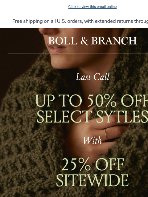 bollandbranch newsletter: You’re about to miss 25% off sitewide