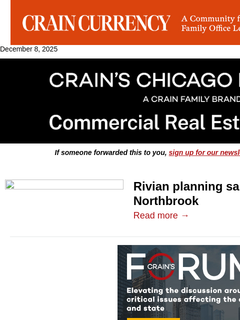 crainalerts newsletter: North Shore to get Rivian dealership