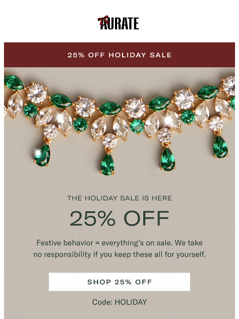 auratenewyork newsletter: HOLIDAY SALE STARTS NOW