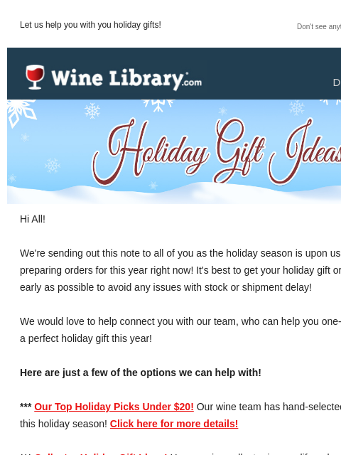 winelibrary newsletter: Looking for the perfect Holiday Gift this season? ...