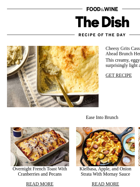 foodandwine newsletter: Cheesy Grits Casserole