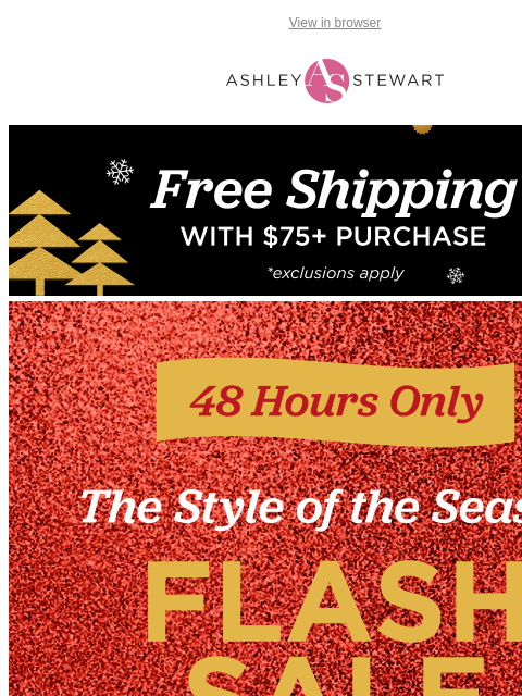 ashleystewart newsletter: 📢FLASH SALE! Extra 60% off Clearance Starts NOW