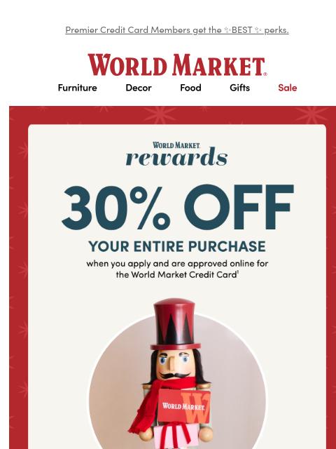 emailworldmarket newsletter: 🎉 FOR YOU! 30% off + 15% back in Rewards.