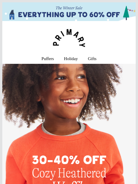 primary newsletter: Save BIG on super cozy heathered waffle🧇