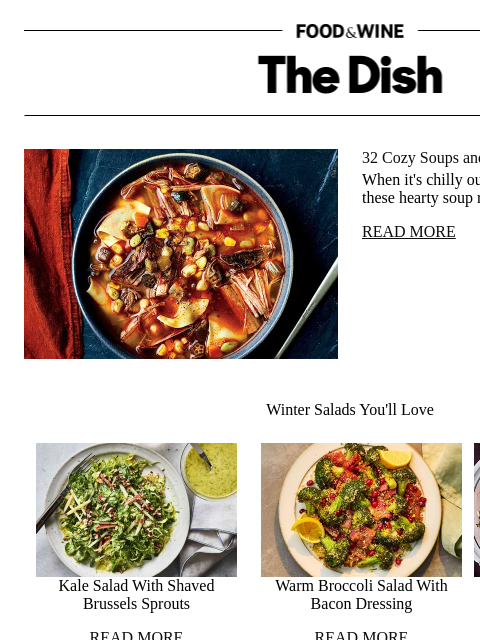 foodandwine newsletter: 32 Cozy Soups and Stews to Warm You Up