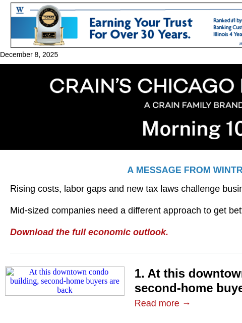 crainalerts newsletter: Second-home buyers return downtown