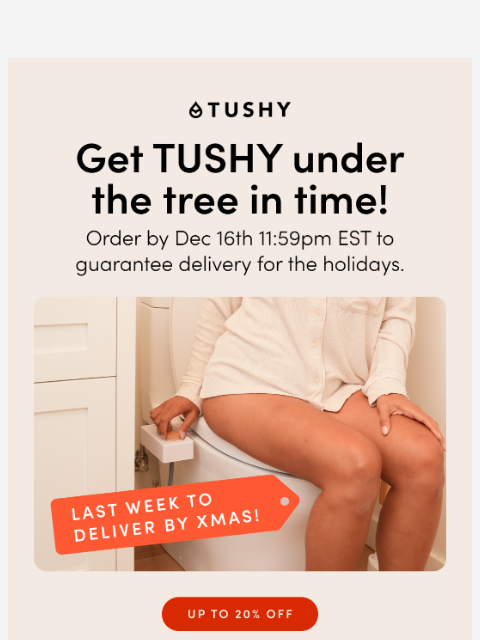 hellotushy newsletter: Up to 20% OFF Bidets! 🚽