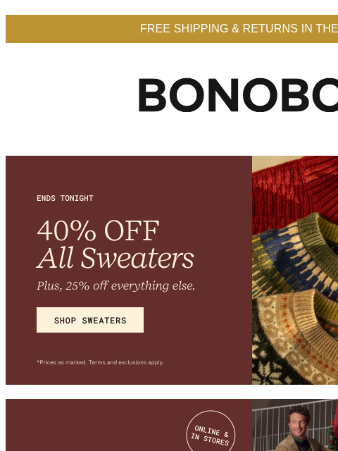bonobos newsletter: 25% Off to Update Your Whole Look