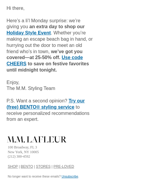 mmlafleur newsletter: EXTENDED: The Holiday Style Event