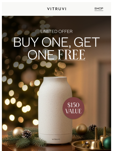 vitruvi newsletter: Buy One, Get One FREE: Air Waterless Diffuser 😱