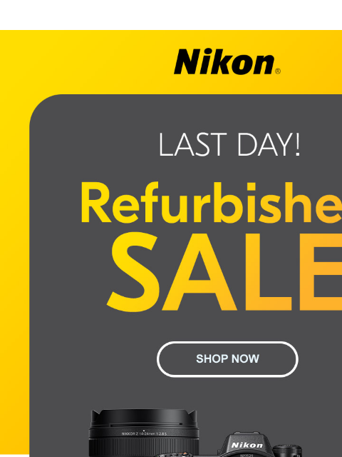 Don't Miss These Great Deals on Refurbished Products View as web page Nikon | Last Day! Refurbished Sale | Shop Now Z 9 Body Only lens sold separately (Refurbished) New $4999.95 Save $800 Now