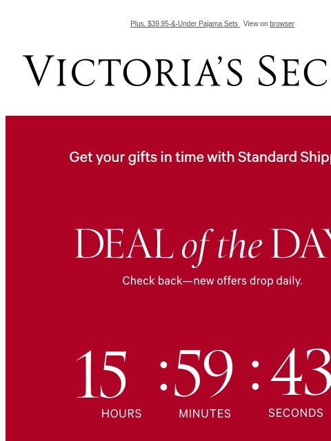 Plus, $39.95-&-Under Pajama Sets View on browser Victoria's Secret VSCC Available Credit Display images to show real-time content Display images to show real-time content Display images to show