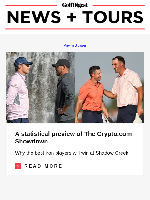 Tour pro suffers seven-shot penalty in crazy rules blunder, still finishes in third place GolfDigest View in Browser A statistical preview of The Crypto.com Showdown A statistical preview of The Crypto