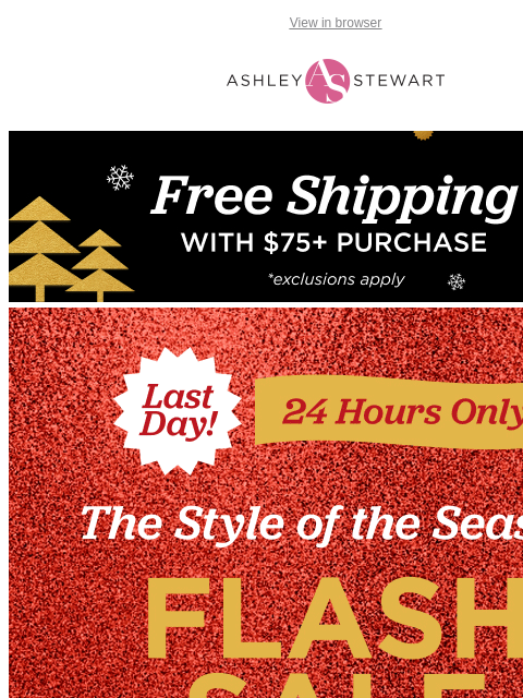 ashleystewart newsletter: 🚨ENDS TONIGHT! Extra 60% off Clearance Flash Sale...