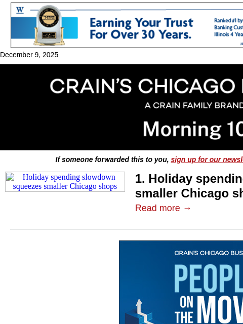 crainalerts newsletter: Chicago shops feel the squeeze