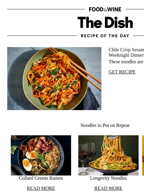 foodandwine newsletter: Chile Crisp Sesame Noodles