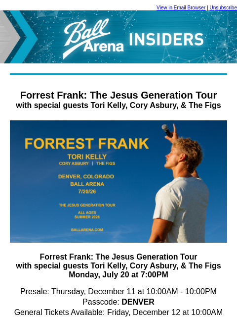 kroenkeentertainment newsletter: Forrest Frank, Megan Moroney, A7X + Good Charlotte...