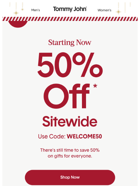 tommyjohn newsletter: ONE LAST CHANCE 🎄 50% Off Sitewide