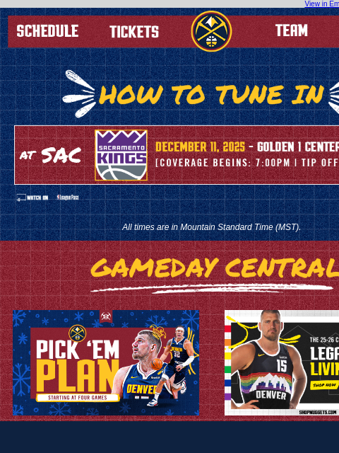thedenvernuggets newsletter: Tune In as the Nuggets Take On the Sacramento King...