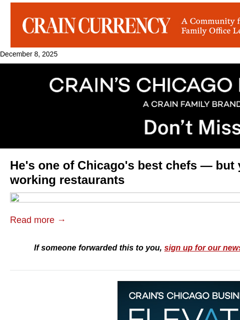 crainalerts newsletter: Inside a chef's underground pop-up dinners