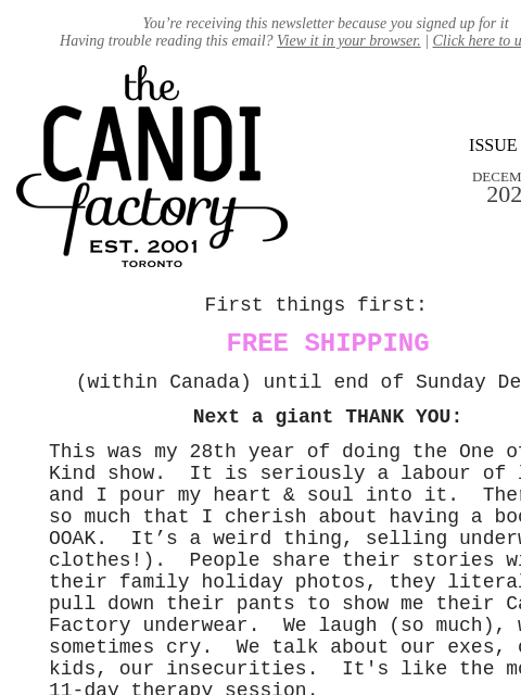 createsend7 newsletter: Free Shipping & Thank you!