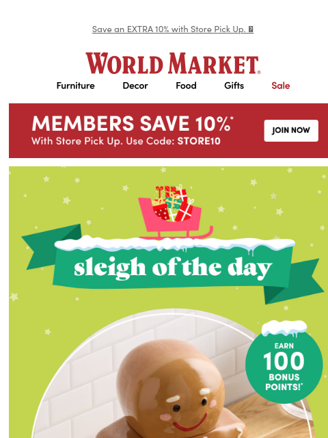 emailworldmarket newsletter: Dash on in for the SLEIGH OF THE DAY ✨🏃‍♀️‍➡️🎁