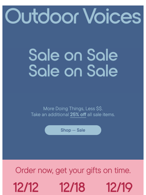 outdoorvoices newsletter: EXTRA 25% OFF SALE