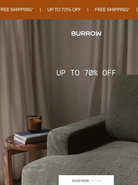 burrow newsletter: Up to 70% off + free shipping ENDS TONIGHT