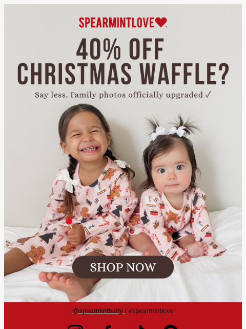 spearmintlove newsletter: 40% Off Christmas Waffle? Say Less!