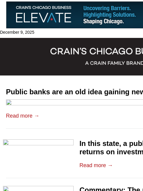 crainalerts newsletter: Public banks gain new currency