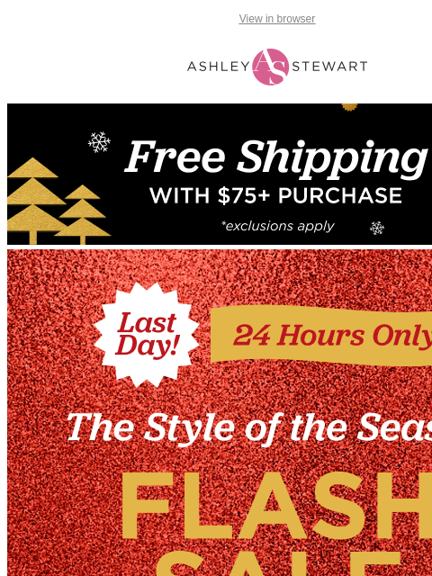 ashleystewart newsletter: 📢Last day! Extra 60% off CLEARANCE flash sale🚨