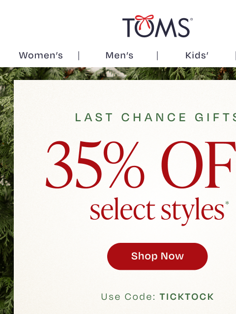 toms newsletter: Order Now to Get It by Christmas—Save 35% on Dress...