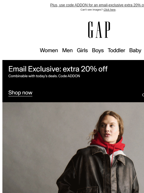 gap newsletter: Expiring tonight: code GREAT for an extra 30% off