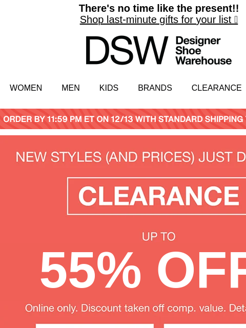 dsw newsletter: Don’t forget!! Up to 55% off clearance