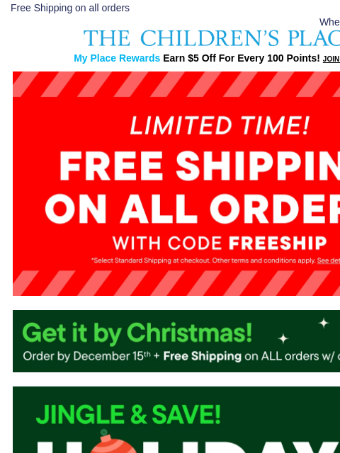 childrensplace newsletter: 50% off Sitewide w/ code SAVE50 + Free Shipping!