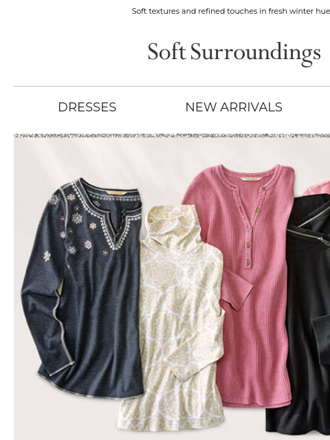 softsurroundings newsletter: Tops With Details Worth Noticing