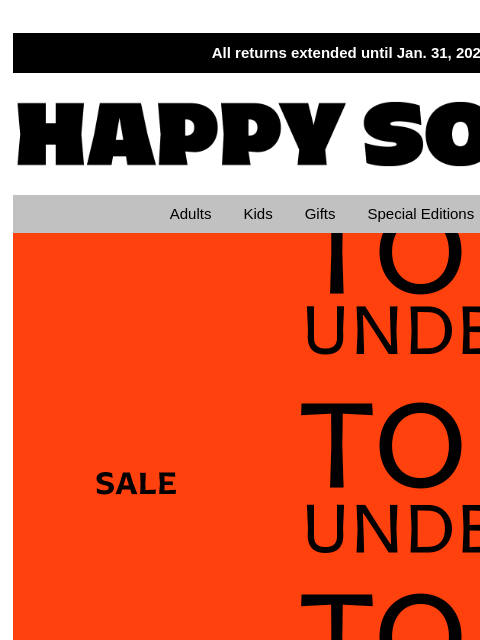 happysocks newsletter: Big Sale: More Styles—Great Gifts Under $20!
