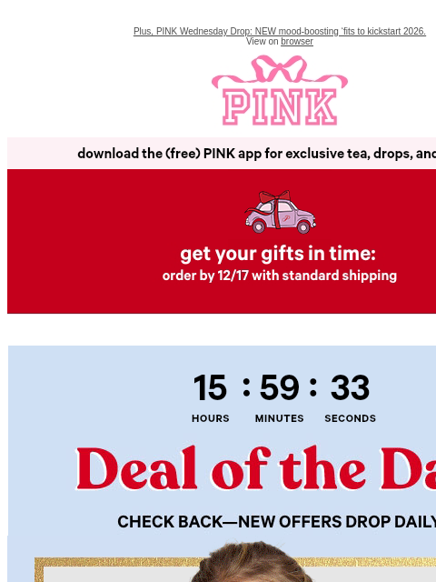 vspink newsletter: Fleece for Only $30? Mood.