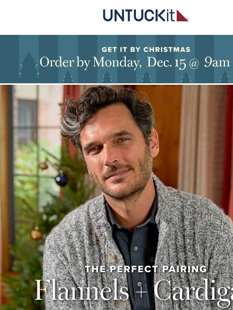 untuckit newsletter: Up To 40% Off Flannels + Cardigans = Your New Holi...