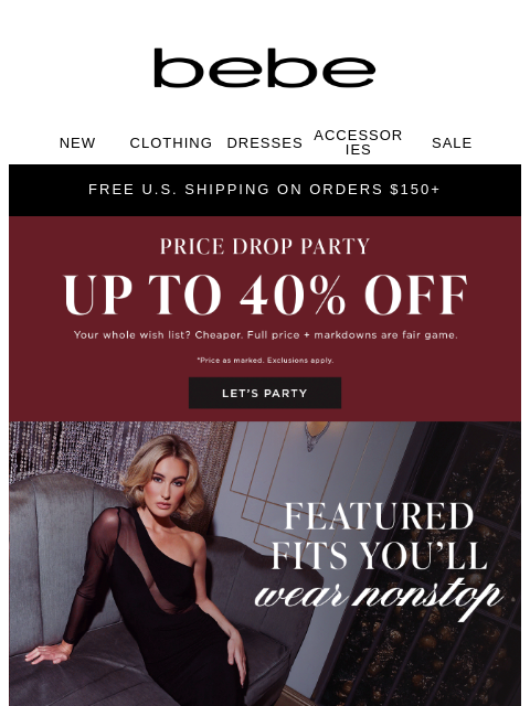 bebe newsletter: Your Wishlist Is Up to 40% Off 🛒💨