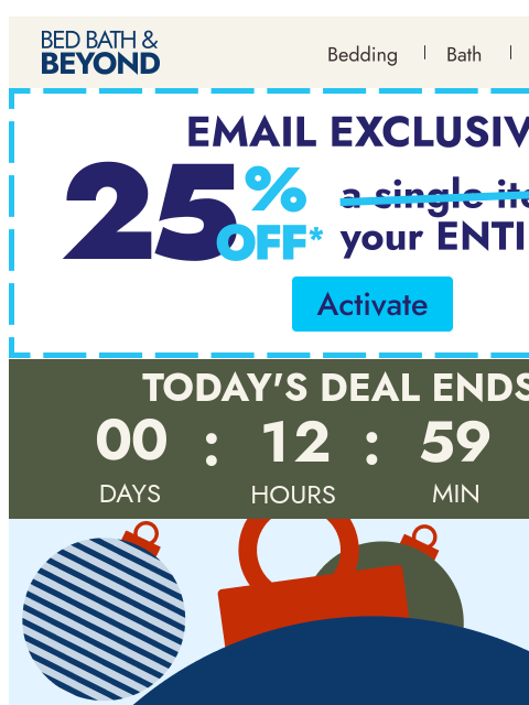 bedbathandbeyond newsletter: 12 Days of Deals: Day 6 ⚡️🛌