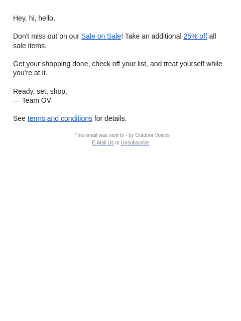 outdoorvoices newsletter: SALE ON SALE: EXTRA 25% OFF