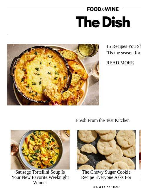 foodandwine newsletter: 15 Recipes You Should Make in December