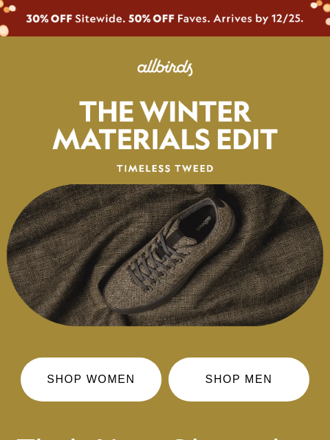 allbirds newsletter: Winter’s Most Wanted Gifts 🎁