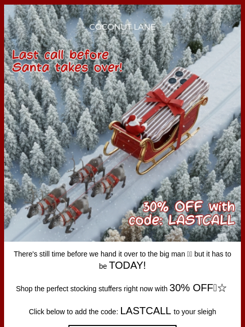 coconut-lane newsletter: Last chance in time for Christmas🚨🦌🛷