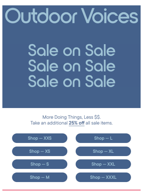 outdoorvoices newsletter: EXTRA 25% OFF SALE